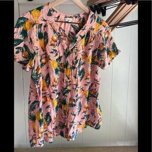 C&C California Tropical Short Sleeve Blouse - Size M
